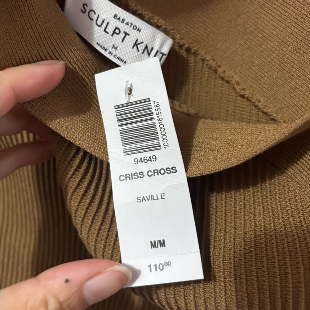 Babaton $110 Sculpt Knit Criss Cross Dress Medium - Picture 7 of 9